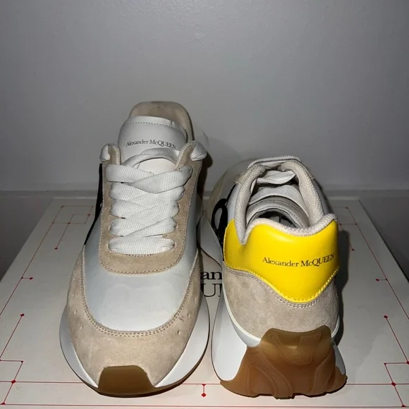 Alexander McQueen Yellow and White Sneakers with Slim Silhouette